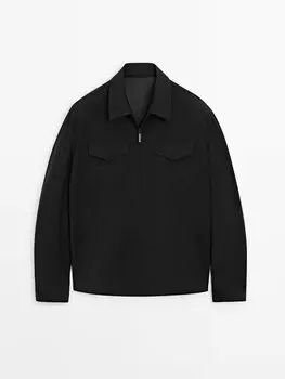 Куртка из 100% шерсти с нагрудным карманом Massimo Dutti, черный