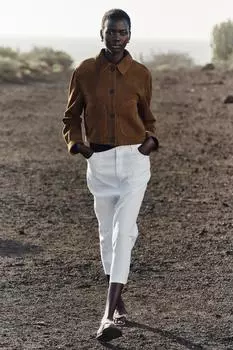 Куртка из 100% замши ZARA, цвет Dark olive