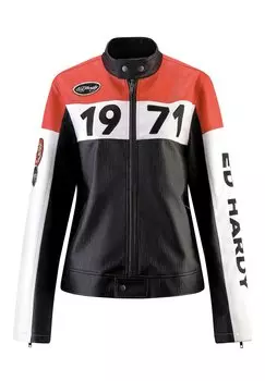 Куртка из эко-кожи Ed Hardy, черный