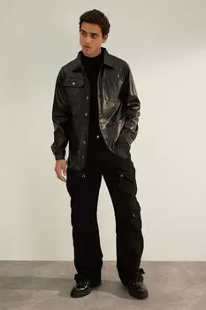 Куртка из экокожи с карманами Trendyol, черный