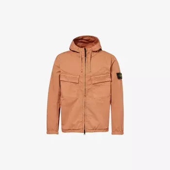 Куртка из эластичного хлопка с капюшоном и кулиской с логотипом Stone Island, цвет rust