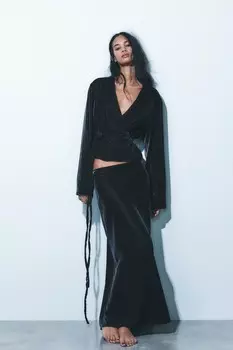 Куртка из бархата с накидкой ZARA, средне-серый