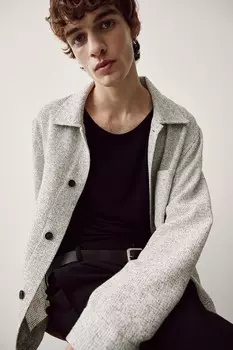 Куртка из блестящей структурированной ткани обычного кроя H&M, серый