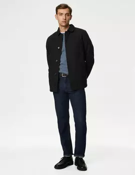 Куртка из чистого хлопка на подкладке Borg Marks & Spencer, черный