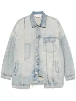 Куртка из денима Isabel Benenato с эффектом потертости, синий