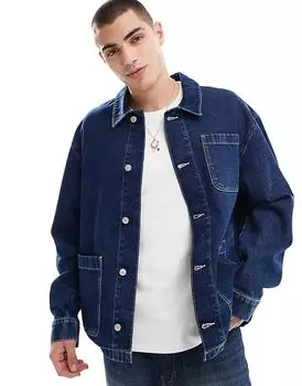 Куртка из денима свободного кроя цвета индиго ASOS DESIGN