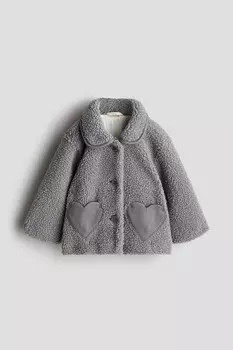 Куртка из флиса Тедди с карманами-сердечками. H&M, серый