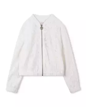 Куртка из гипюра для девочек с застежкой-молнией Michael Kors, белый