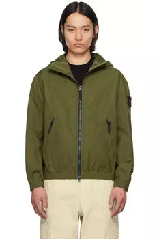 Куртка из хлопчатобумажной ткани Supima цвета хаки, не требующая водного окрашивания Stone Island