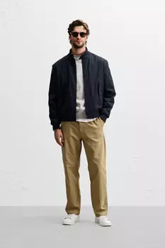 Куртка из хлопка с карманами ZARA, темно-синий