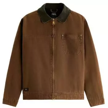 Куртка из хлопка Zara, рыжевато-коричневый