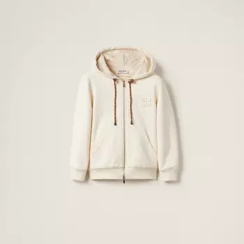 Куртка из хлопкового флиса на молнии Miu Miu, бежевый