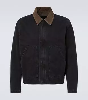 Куртка из хлопкового полотна с отделкой из вельвета Saint Laurent, Faded Black