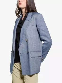 Куртка из искусственного денима свободного покроя из льняной смеси SISLEY, синий