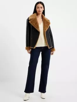 Куртка из искусственного меха Cerys French Connection, блэкаут/табачный коричневый