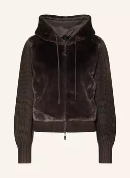 Куртка из искусственного меха из смешанного материала monari, темно-коричневый