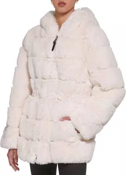 Куртка из искусственного меха на молнии спереди DKNY, цвет Sea Salt