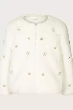 Куртка из искусственного меха с декором Monsoon, белый