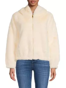 Куртка из искусственного меха с капюшоном La Fiorentina, слоновая кость