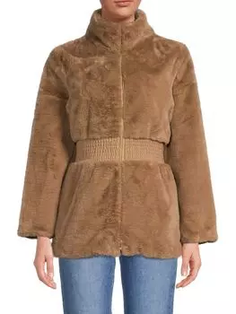 Куртка из искусственного меха с присборками La Fiorentina, цвет Camel