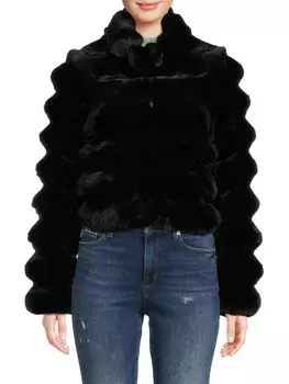 Куртка из искусственного меха с прорезями Belle Fare, черный