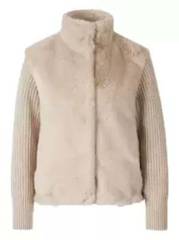 Куртка из искусственного меха с ребристыми манжетами Herno, нейтральный