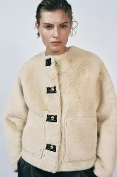Куртка из искусственного меха ZARA, экрю