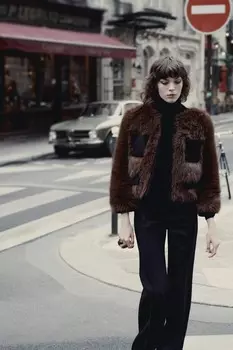 Куртка из искусственного меха ZARA, цвет brandy