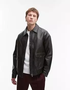 Куртка из искусственной кожи А2 черного цвета Topman