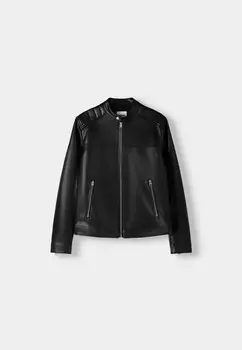 Куртка из искусственной кожи Bershka, черный
