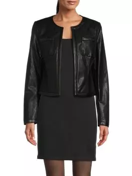 Куртка из искусственной кожи без воротника с тиснением под крокодила Dkny, черный