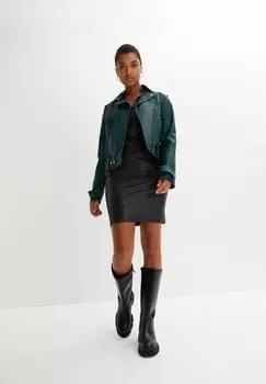 Куртка из искусственной кожи BIKER-MIT LSSIGEN DETAILS bonprix, зеленый