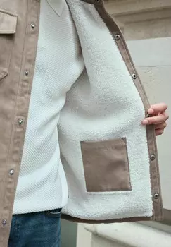 Куртка из искусственной кожи BORG LINED REGULAR FIT Next, бежевый