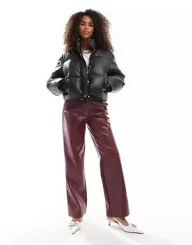 Куртка из искусственной кожи черного цвета Bershka