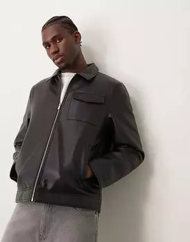 Куртка из искусственной кожи черного цвета New Look