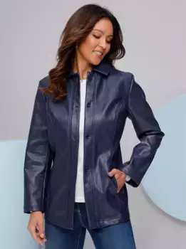 Куртка из искусственной кожи Classic Basics, без капюшона, цвет морской волны