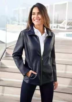 Куртка из искусственной кожи Classic Basics, без капюшона, цвет морской волны