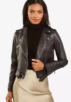 Куртка из искусственной кожи CROP Lipsy, цвет Mottled Anthracite
