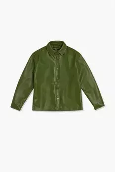 Куртка из искусственной кожи для девочек Forever 21, оливковый