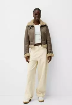 Куртка из искусственной кожи DOUBLE-FACED Bershka, песочный
