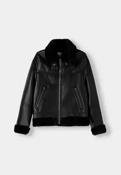 Куртка из искусственной кожи DOUBLE-FACED Bershka, черный