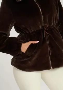 Куртка из искусственной кожи FAUX FUR WITH WAIST TIES South Beach, коричневый