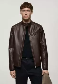 Куртка из искусственной кожи Mango, коричневый