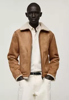 Куртка из искусственной кожи Mango, коричневый