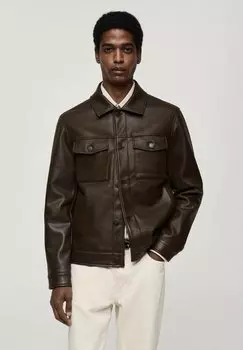 Куртка из искусственной кожи Mango, коричневый