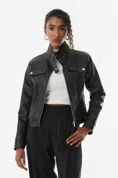 Куртка из искусственной кожи на молнии Fullamoda, черный