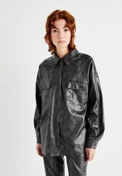 Куртка из искусственной кожи NMMIA OVERSHIRT Noisy May, светло-серый