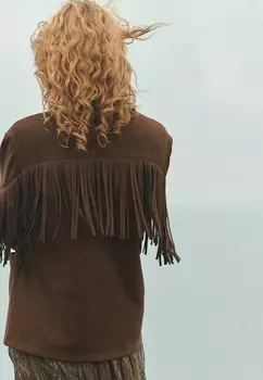 Куртка из искусственной кожи PETITE FIT FRINGED Next, коричневый