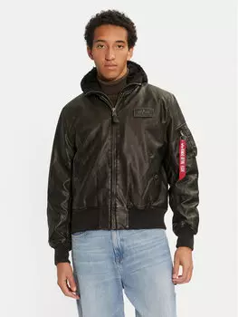 Куртка из искусственной кожи прямого кроя 123106 Alpha Industries, черный