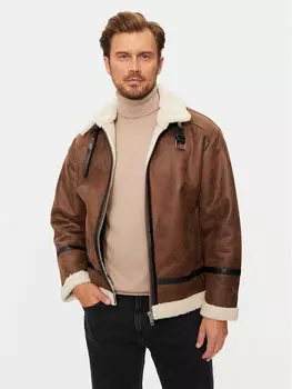 Куртка из искусственной кожи прямого кроя 30-301124 Lindbergh, коричневый